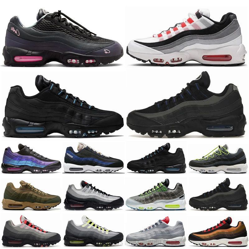 2025 Designer 95 running shoes men women 95s Triple Black White OG Neon Hyper Turquoise Crystal Blue Bred Dark Beetroot Solar Red mens trainers sneakers