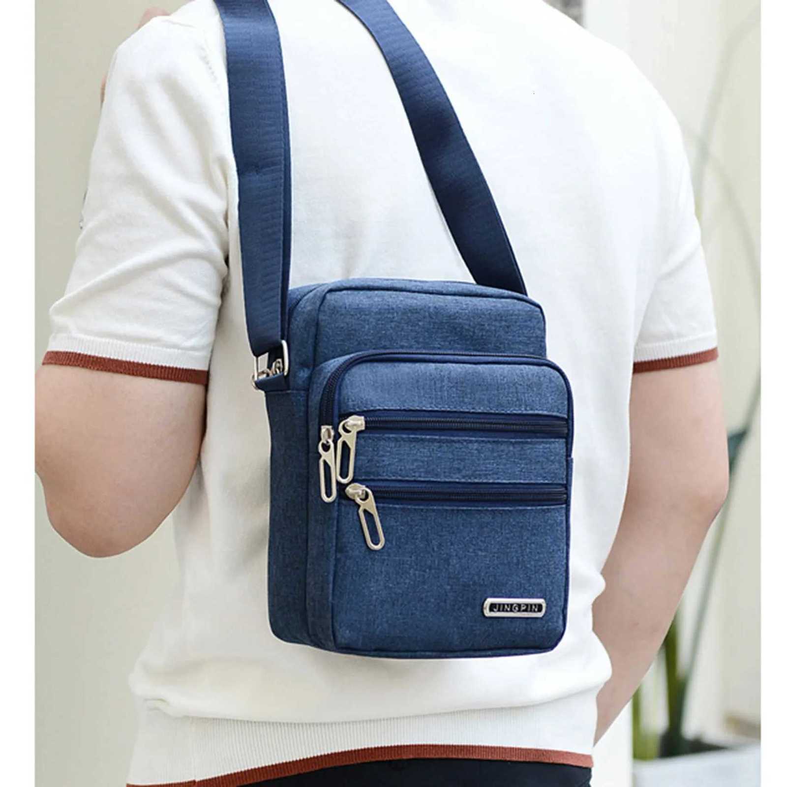 Mens Shoulder Bag Business Leisure Large Capacity Portable Handbag Zipper Multi Layer Waterproof Summer Males Crossbody BagsT251215