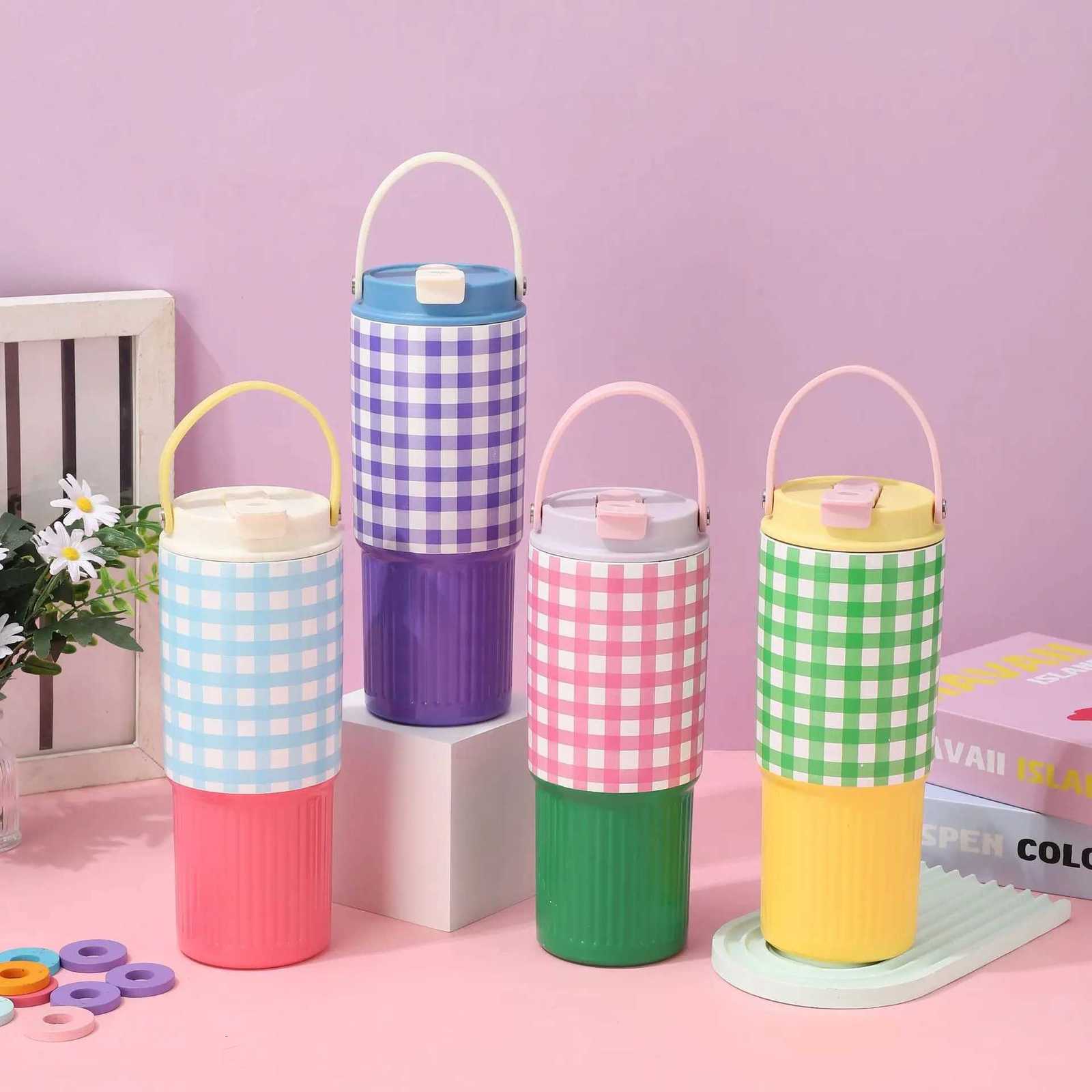 30oz Stainless Steel Insulated Cup Large Capacity Straw Mug Double Drinking Travel Mug Keep Hot and Cold Drinkware H251215