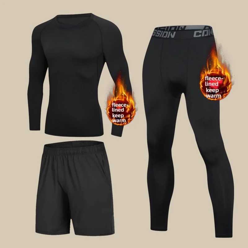 De Run Warmth-Retaining Underwear Set for Men Winter Version with Thick Fleece Lining Great for Running Undergarments for Col G251215
