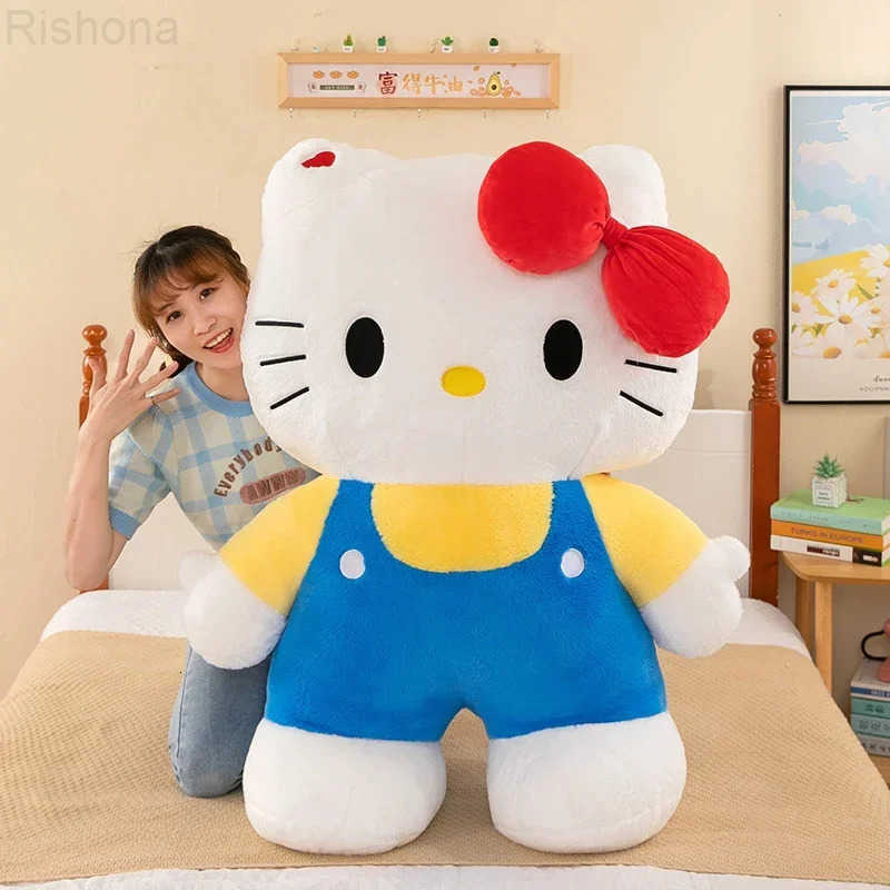 Sanrio New 80cm Oversize Kawaii Hello Kitty Plushie Doll Hello Kitty Pink Stuffed Toys Cute Anime Soft Pillow Kids Birthday Gift H251215