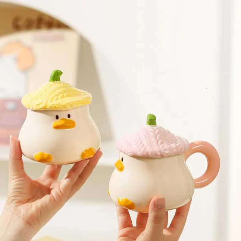 New Style Porcelain Cartoon Duck Coffee g with Lid Breakfast Milk g Drinkware Kitchen Water Cup 400ml H251215