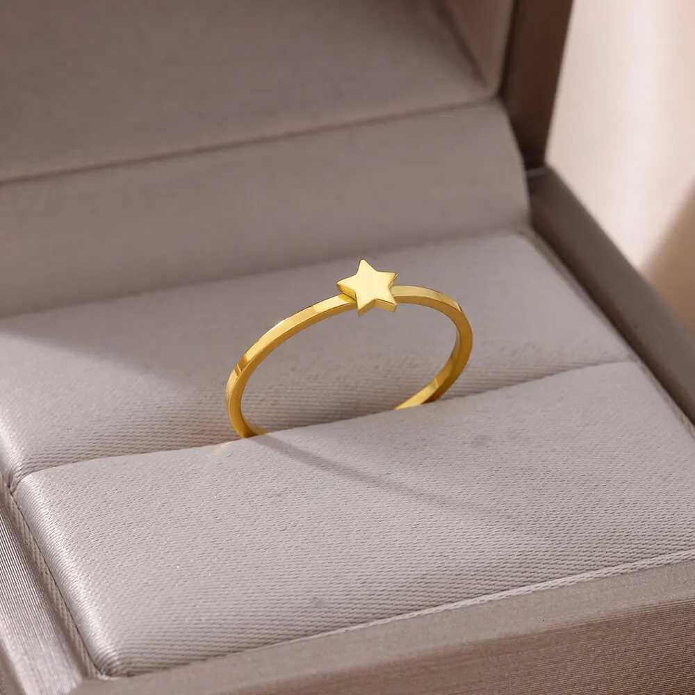 Cute Star Moon Rings For Women Stainless Steel Open Adjustable Gold Color Wedding Engaement Ring Jewelry Gift For Her bague M251215