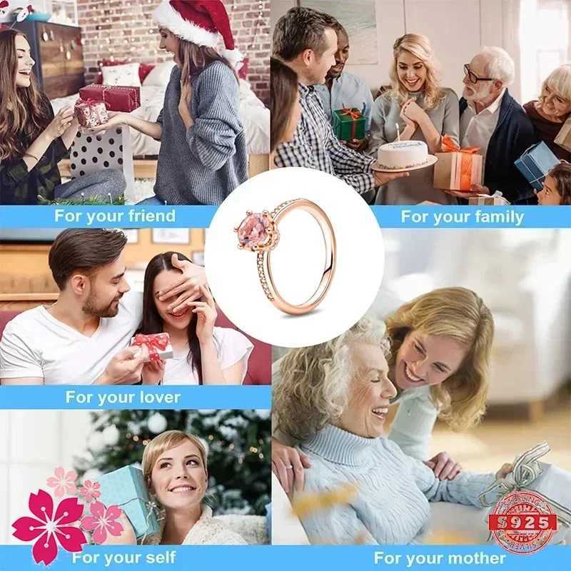 New 925 Sterling Silver Hot Selling Classic Rose Gold Series Ring Shiny Crown Ring Womens BirtHDay Exquisite Gift M251215