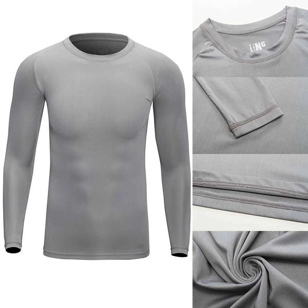 Men Long Sleeve Compression Under Base Layer T-Shirt Sport Fitness Underwear Tops Undershirts Warm Elastic Long Johns Inner Wear G251215