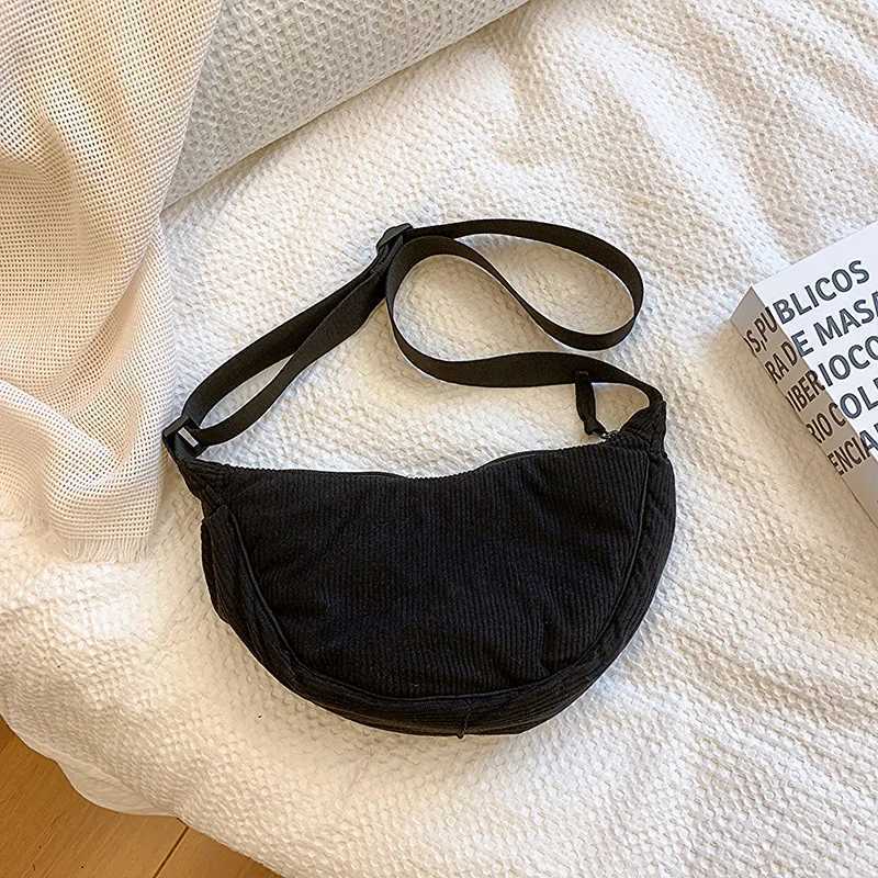 Solid Color Corduroy Womens Hobos Shoulder Bag Retro Casual Female Crossbody Bags Ladies Daily Travel Handbags Messenger BagT251215