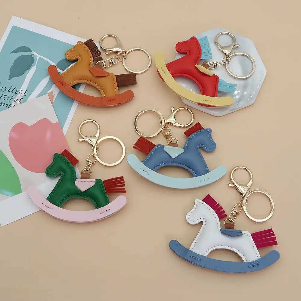 3D Trendy Designer luxury PU Leather Rocking Horse Keychain Pony Horse Pendant Decoration For Ladies Bag Keyring Charm Accessories M251215