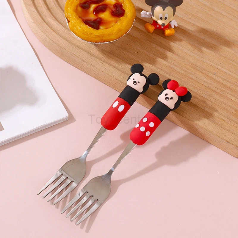 Disney Mickey Mouse Stainless Steel Spoon Fork Kawaii Cartoon Figure Milk Stirring Accessories Children Baby Portable Tableware H251215