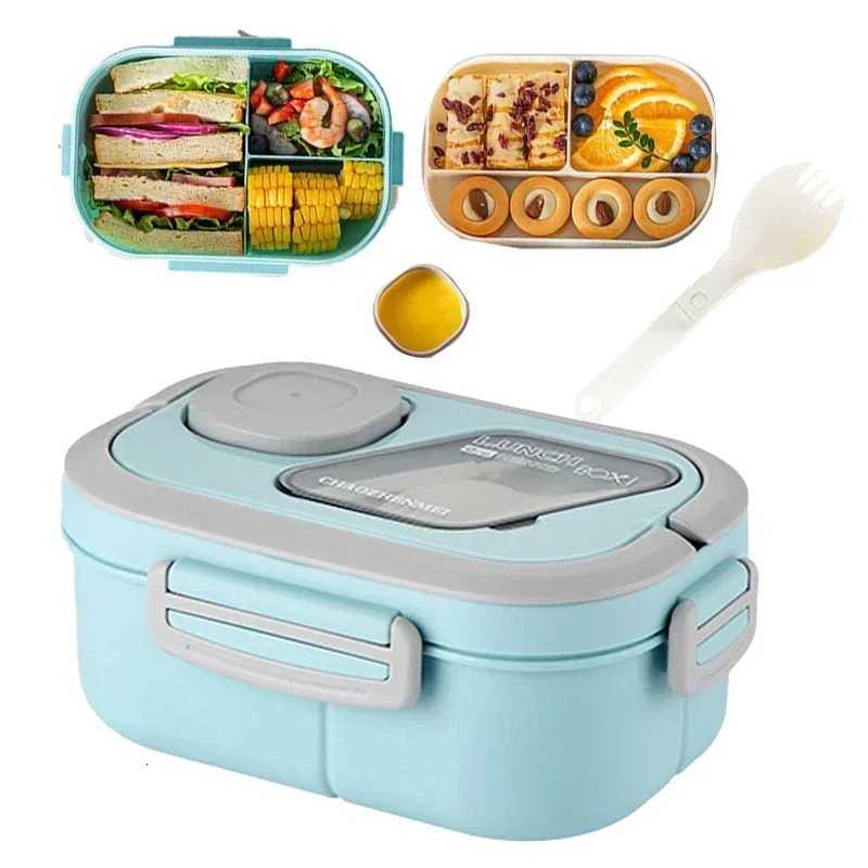 Portable Lunch Box Cpartment Wheat Straw Bento Carrying Handle Box Reusable Tableware Containers Meal Snack Food Containers H251213