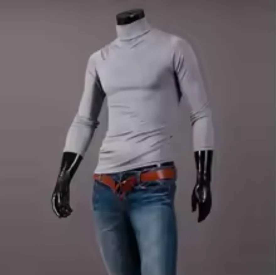 Mens Solid Color Turtleneck T-Shirt Spring Casual Long Sleeve Basic Bottoming Shirt Fashion Solid Color Slim-Fit Tops Plus Size G251215