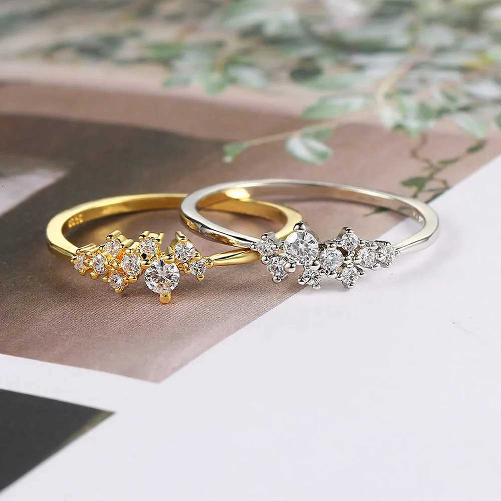 Trendy Elegant Dainty Rings For Women Romantic Womens Shiny Zircon Gold Color Thin Finger Ring Accessories Jewelry KCR088 M251215