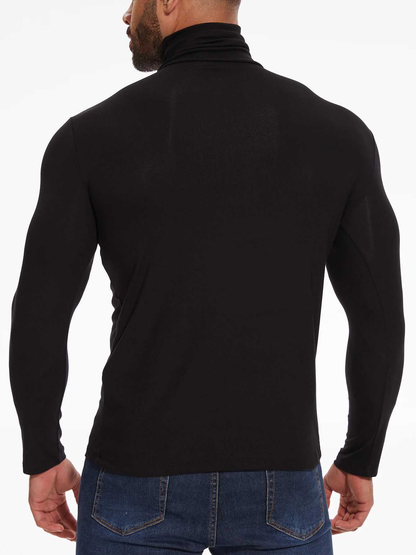 High Neck Fall Winter Thermal Underwear Tops for Mens Warm T-shirt Slim Fit Fashion Long Sleeve Bottoming Shirt Apparel Pullover G251215