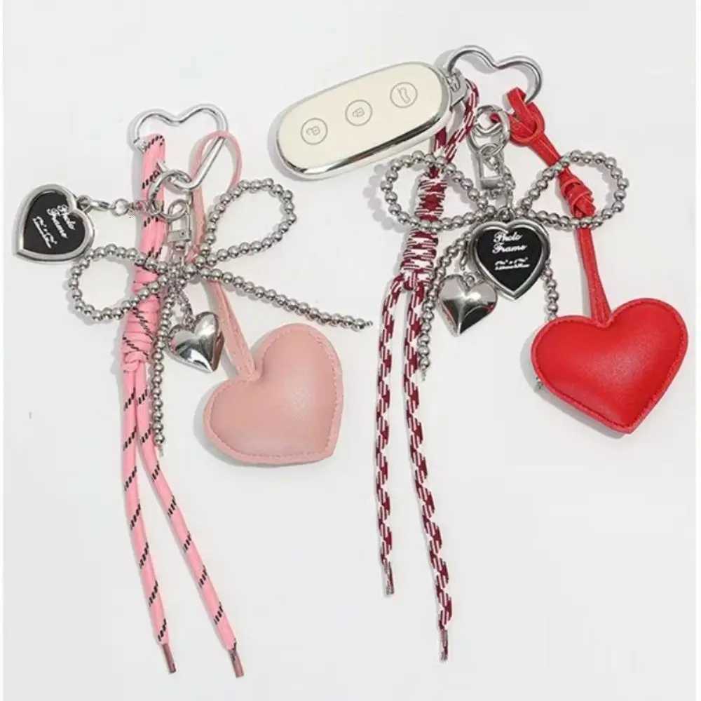 Charm Tassel Love Heart Pendant Handmade Creative Bowknot Keychain Cute Glossy Pendant Keychain Bag Accessories M251215