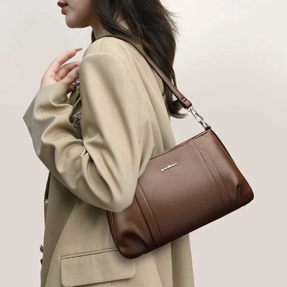 Genuien Brand Top Quality Soft Pu Leather Female Elegant Crossbody Shoulder Bags for Women Casual Tote Purses and Handbags 2026T251215