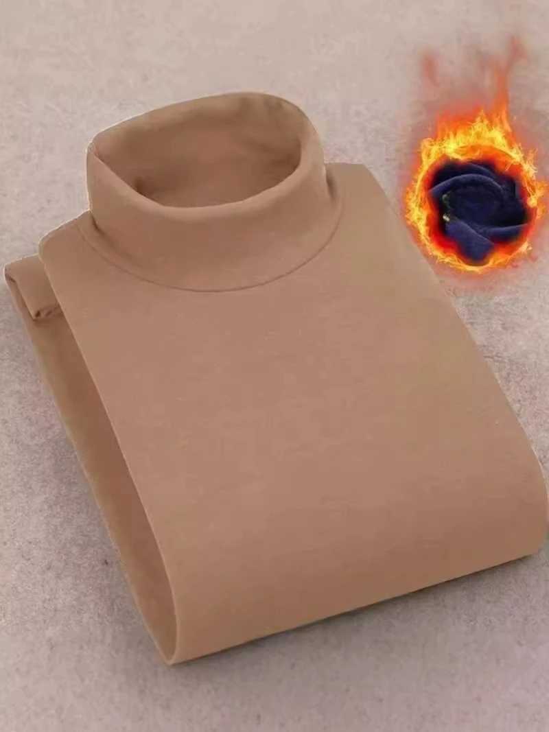 Winter Mens High Quality Half Turtleneck Velvet Top Long Sleeve Solid Color Men Clothing Double-sided Velvet Thermal Underwer G2512151