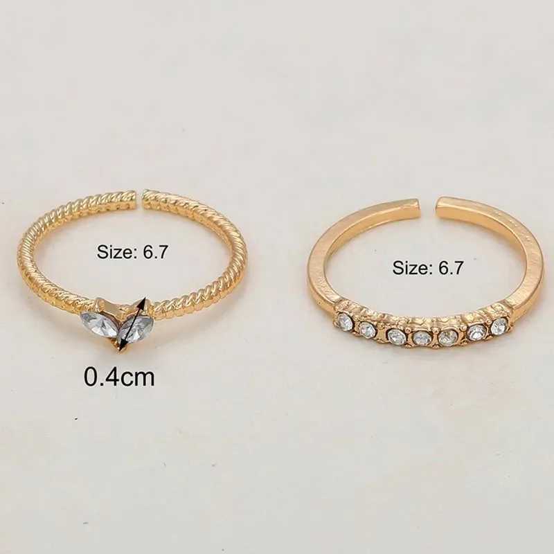 Luxury Zircon Heart Rings Set For Women Opening Adjustable Weave Rhinestone Ring Engagement Wedding Jewelry Fashion Girls Gifts M251215