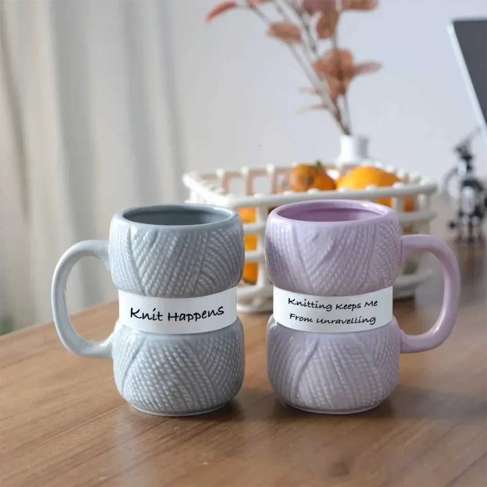Hot Knit Style Ceramic Coffee g Coffee Cup Colorf Yarn Ball g Tea Cup Gift Summer and Winter Drinkware Kitchenware H251215