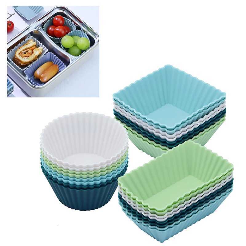 4/10/12Pcs Reusable Silicone Cupcake Baking Cups Non-Stick ffin Liners Molds Sets Bento Lunch Box Dividers Pastry Cake Molds H251213