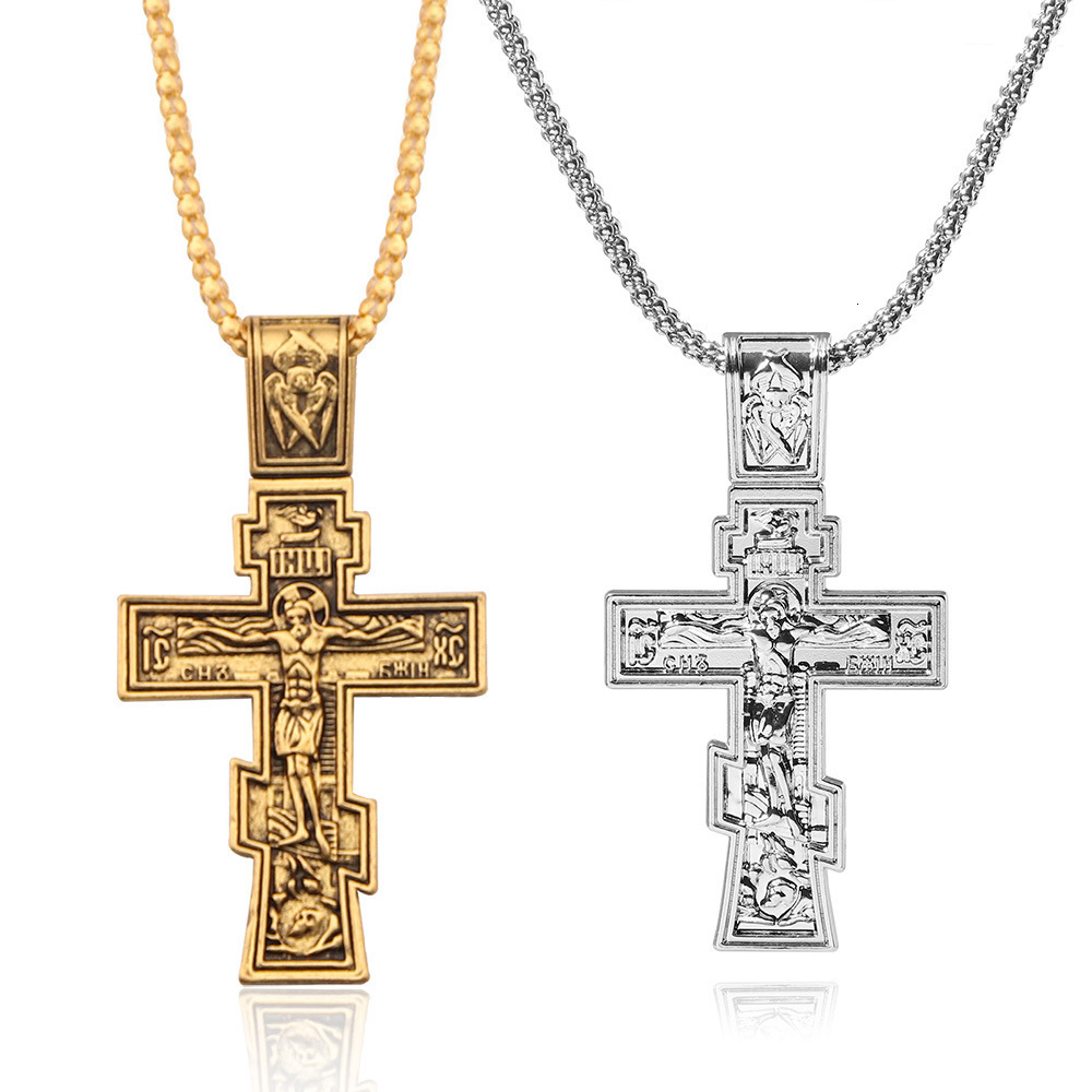 Russian Orthodox Christianity Church Eternal Cross Charms Pendant Necklace Jewelry Russia Greece Ukraine Gifts 250520