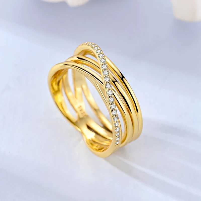 Original 925 Sterling Silver Ring Golden Stars Moon Heart Zircon Finger Ring For Women Jewelry Wedding Engagement Birthday Gift M251215