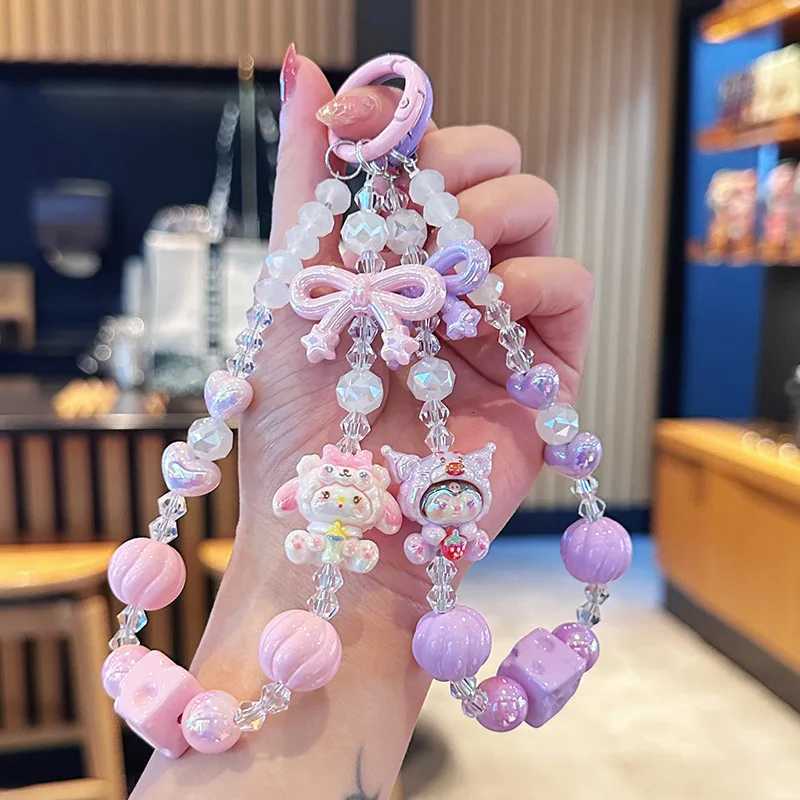 Adorable Summer Beaded Phone Strap Keychain Bag Charm Versatile s Accessory New Three Friends Dog Mouse Design M251215