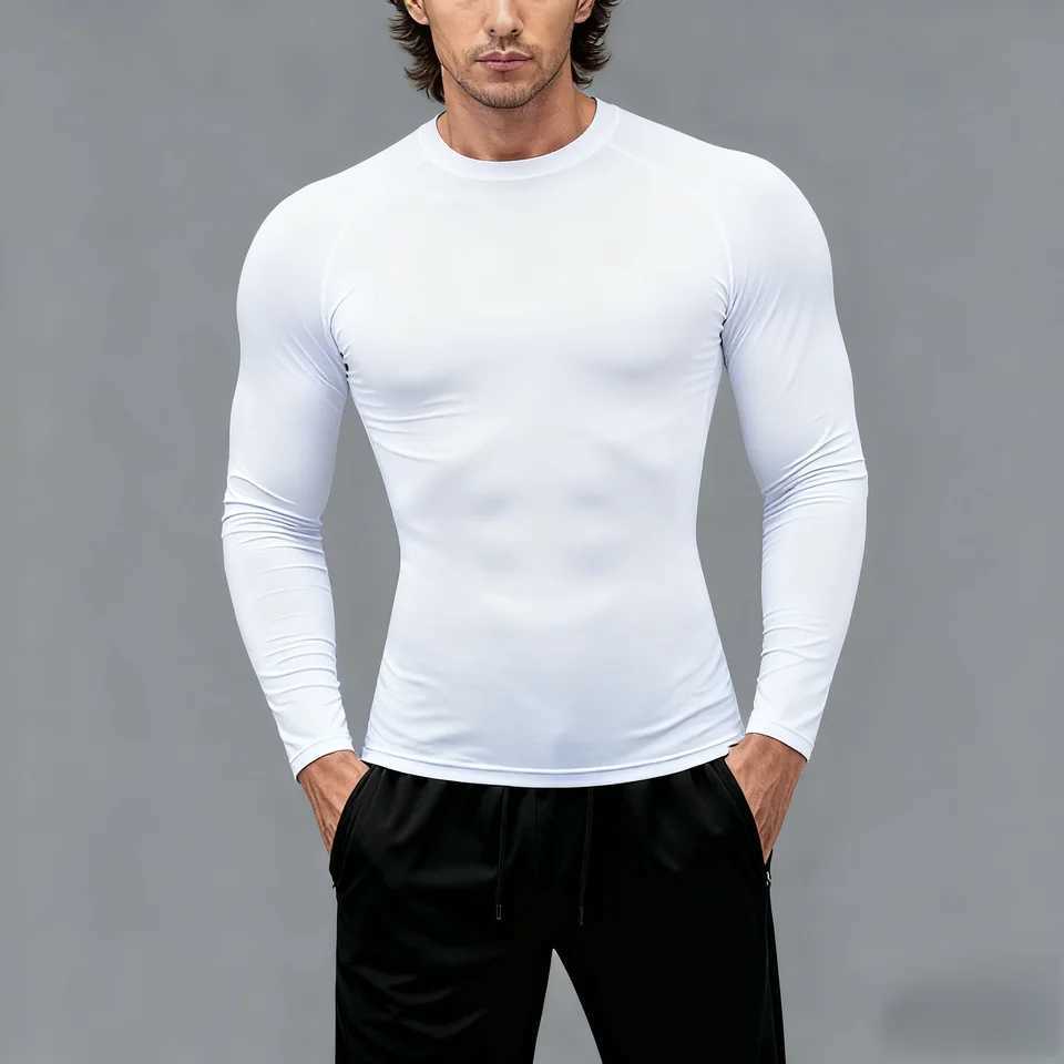 Underwear Men Compression Shirt Athletic Yoga Running Long Sleeve T-Shirt Spring Fall Gym Workout Stretchy Baselayers Rash Guard G251215