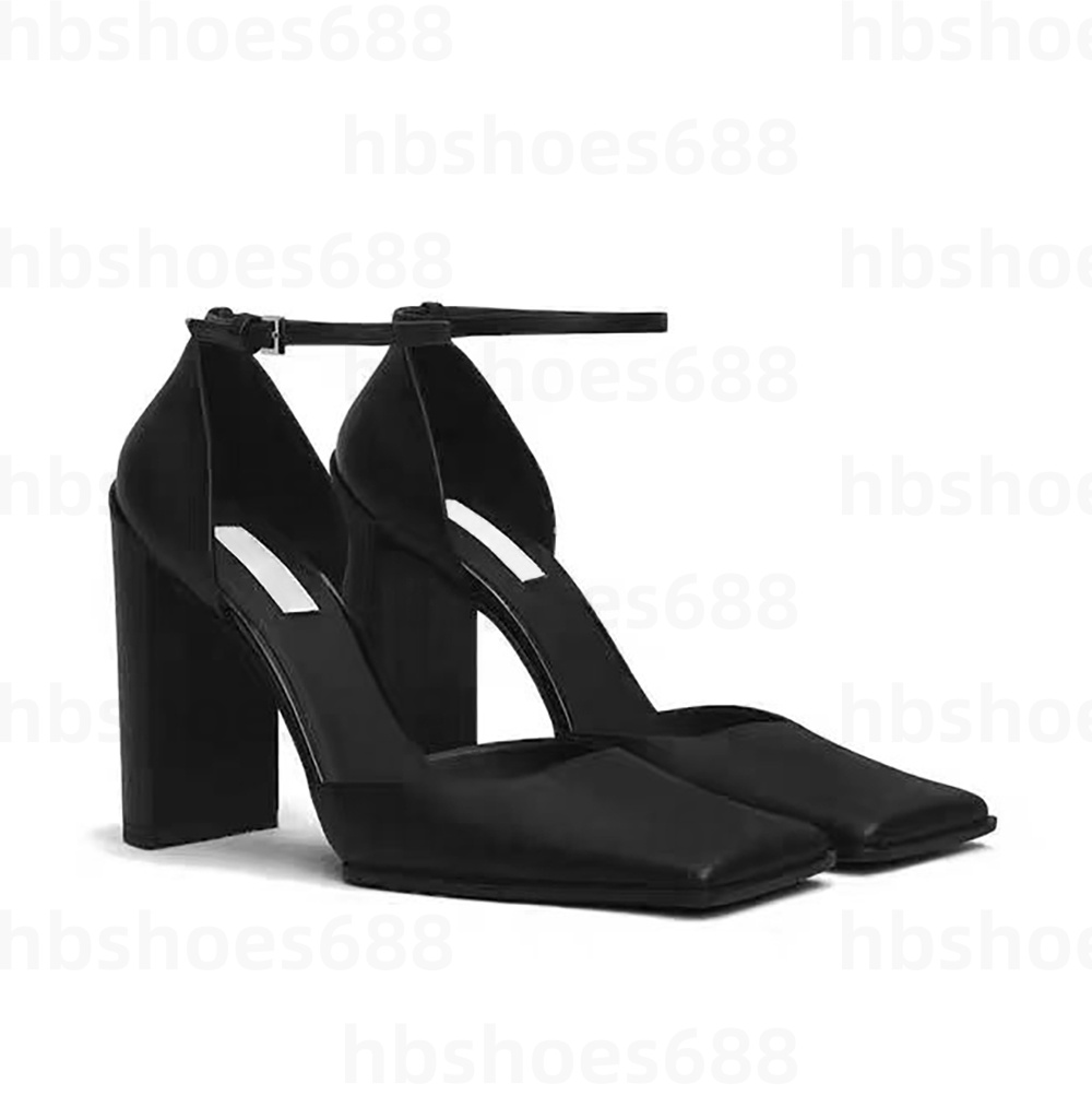 luxury square toe chunky heel sandals pumps women genuine leather ankle strap designer dress shoes fashion and sexy high shoes party evening shoes size 3542 with box