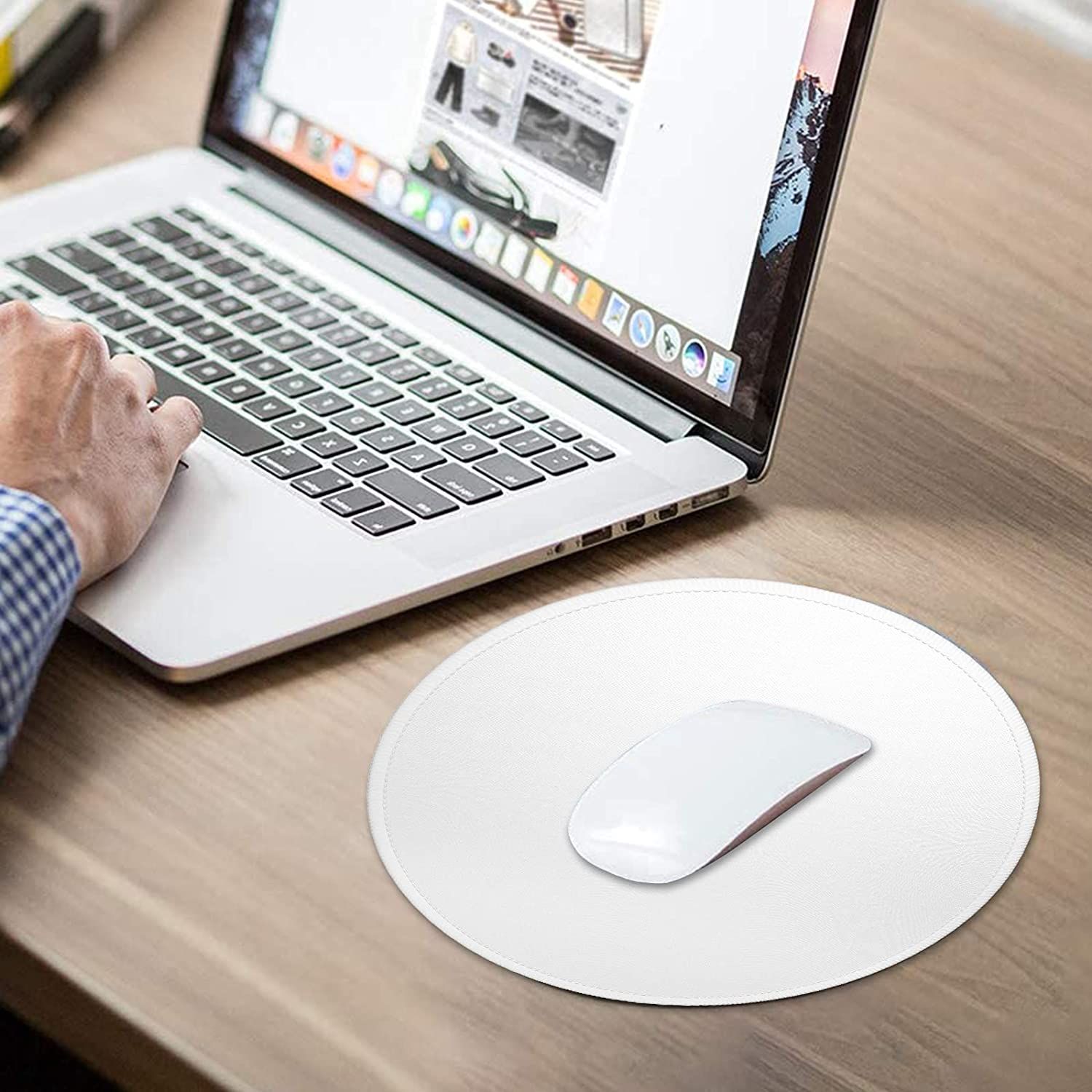 Sublimation Blank Mousepad Blanks with Non Slip Rubber Base Stiched Edge Round Mouse Pad for Heat Transfer Press Printing Crafts