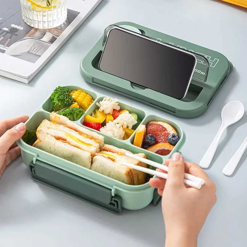 Cpartment 1300ML Portable Lunch Box Kids Students Off Bento Box With Fork and Spoon Microwave Food Storage Container H251213
