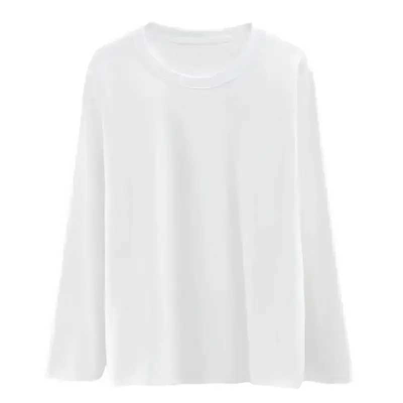 Winter Fleece-Lined Long Sleeve T-Shirt Solid Color Men Womens Same Style Fashion Round Neck Quick Sell Customer Product G251215