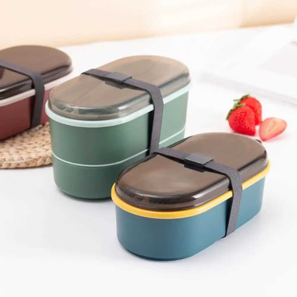 Lunch Box Students Work Double Portable Hermetic Lunch Box Microwave Heating Cpartment Storage Children Bento Box H251213