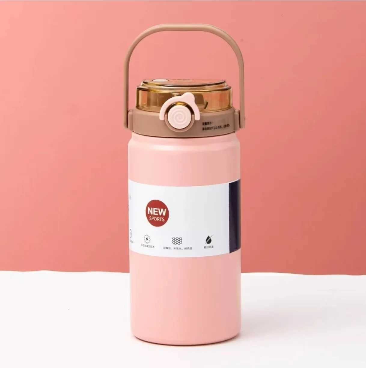 New simple and large-capacity 316 handle thermos cup for outdoor mountaineering and sports with dual drinking cups H251215