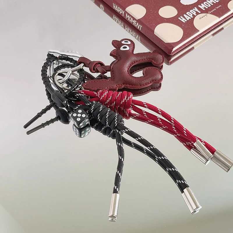 Cute Leather Pendant Hanging Woven Rope Decoration Couple Multifunctional Keychain Couple Gifts M251215