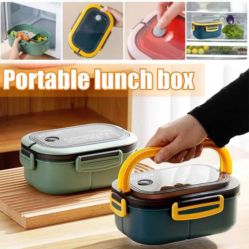 Double-layer Lunch Box Portable Cpartment Fruit Food Box Microwave Lunch Box With Fork And Spoon Picnic Fresh Box Kitchen H251213