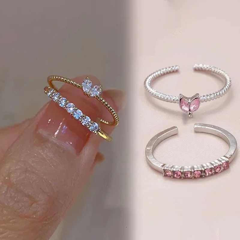 Luxury Zircon Heart Rings Set For Women Opening Adjustable Weave Rhinestone Ring Engagement Wedding Jewelry Fashion Girls Gifts M251215