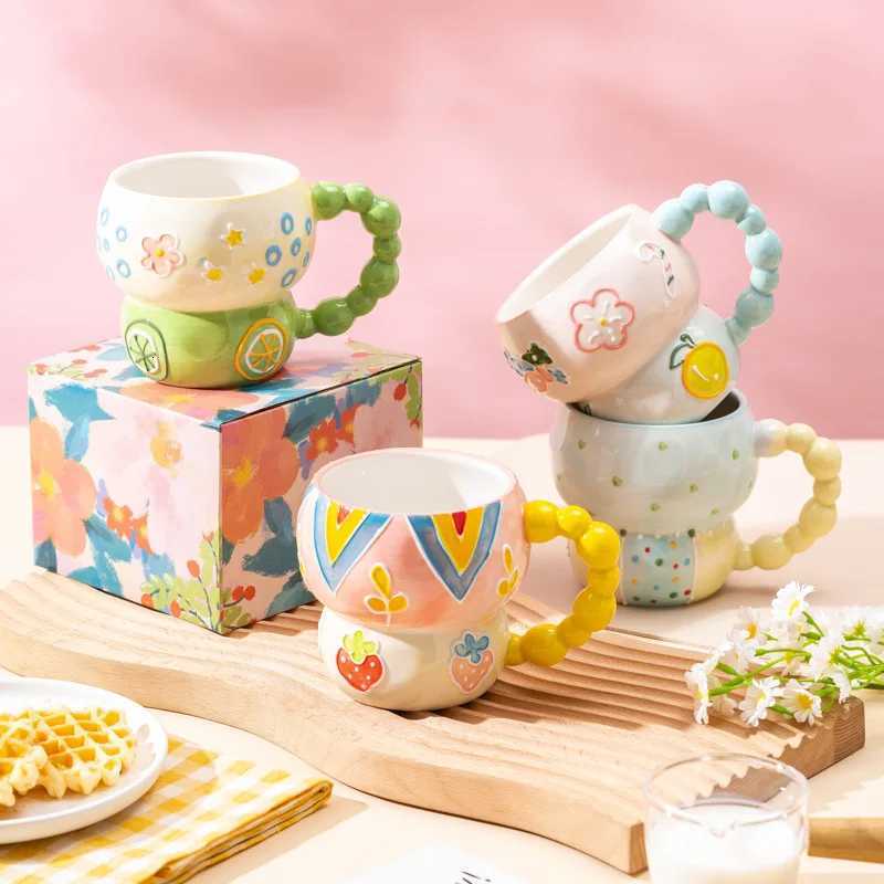 Creative Ceramic Color Coffee Cup Household Kitchen Milk Coffee Tea Fruit Ju Oat Water Cup Accessory Drinkware Gift 2025 New H251215
