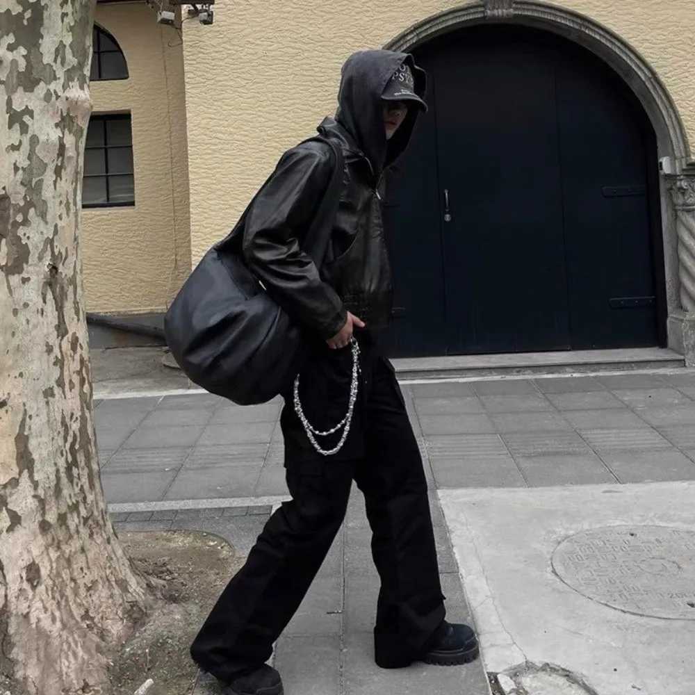 Vintage Style Mens Crossbody Bag Large Capacity Large Size Messenger Bag PU Leather Pleated Tote Bag Daily UseT251215