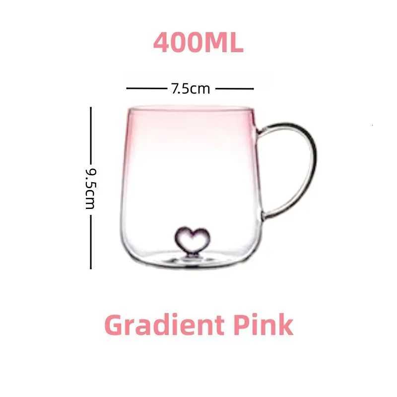 400mL 3D Love Gradient Transparent Coffee g Milk Ju Couple Pair Cup Lady Off Afternoon Tea Party Drinkware H251215