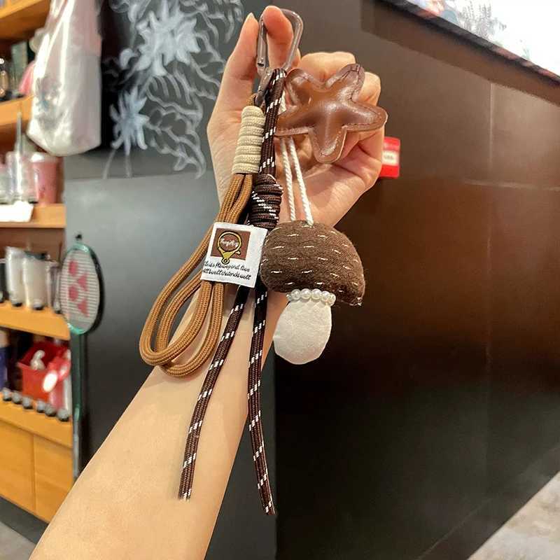 New Cartoon Mushroom Pendant Multi-purpose Brown Bag Charm Handmade Rope Bag Hanging Accessories M251215