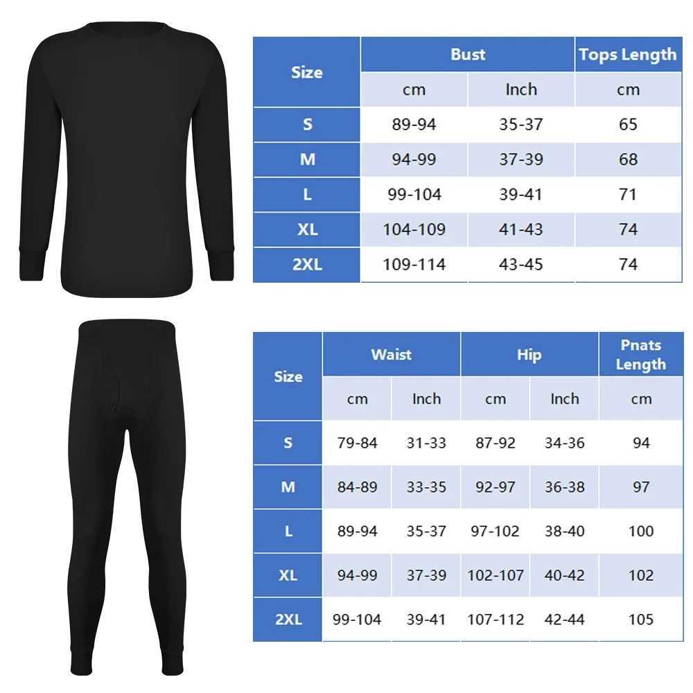 Long Johns Thermal Underwear for Men Fleece Lined Base Layer Set for Cold Weather Top Bottom Black Blue White G251215