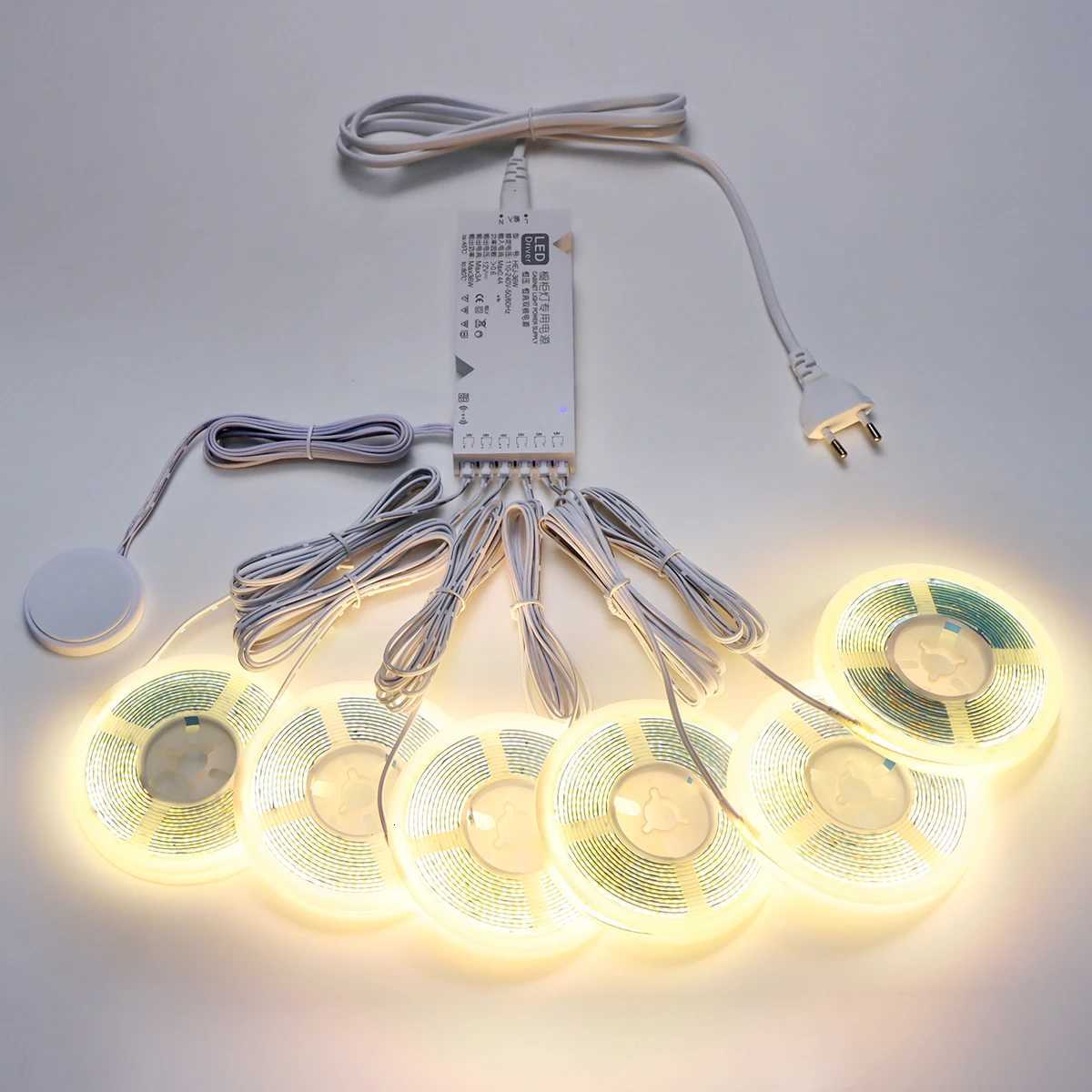 1-6pcs COB LED Strip Light Under Cabinet Collection Display Touch Dimmer Bookcase Wardrobe Motion Sensor Penet Wood Closet Lamp X251215