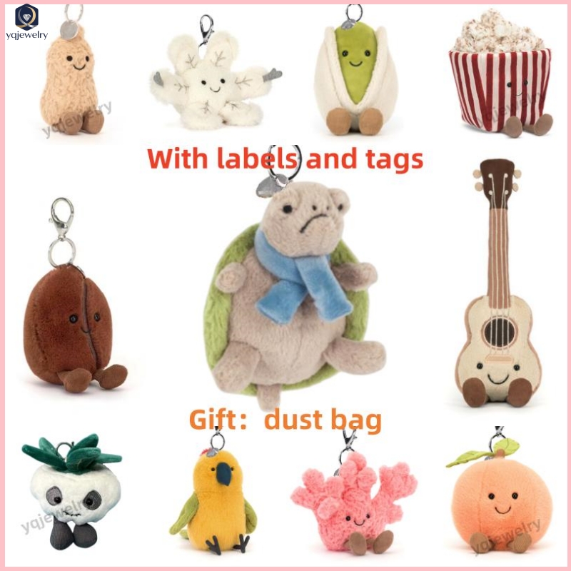 Jelly catt Bag Charms with labels and tags keychains designer Kawaii Plush Toys Cartoon Dolls Childrens Gifts Novelty Funny peanut Keychain for Hanging On Bags Gifts