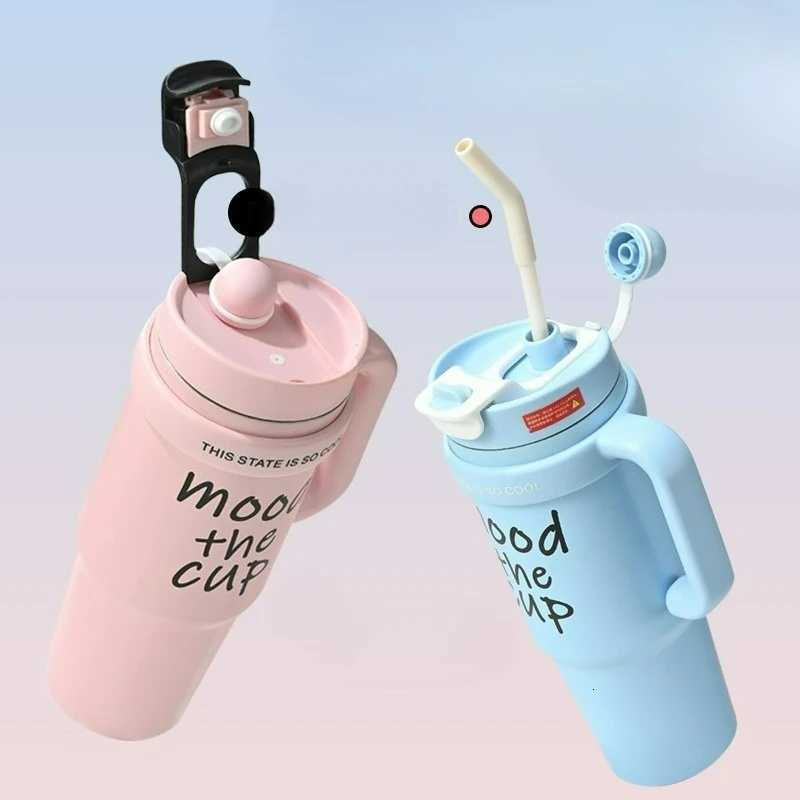 Trend Big Mac mug 304 stainless steel American coffee cup vacuum with straw household portable ice mug H251215