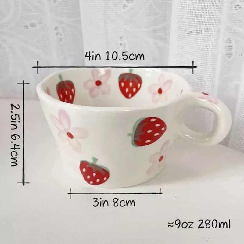 Hand Painted Strawberry g Hand-pinch Ceramic Sakura Cup Cute Little Flower resso Coffee Milk Cups Gift For Kids Girls H251215
