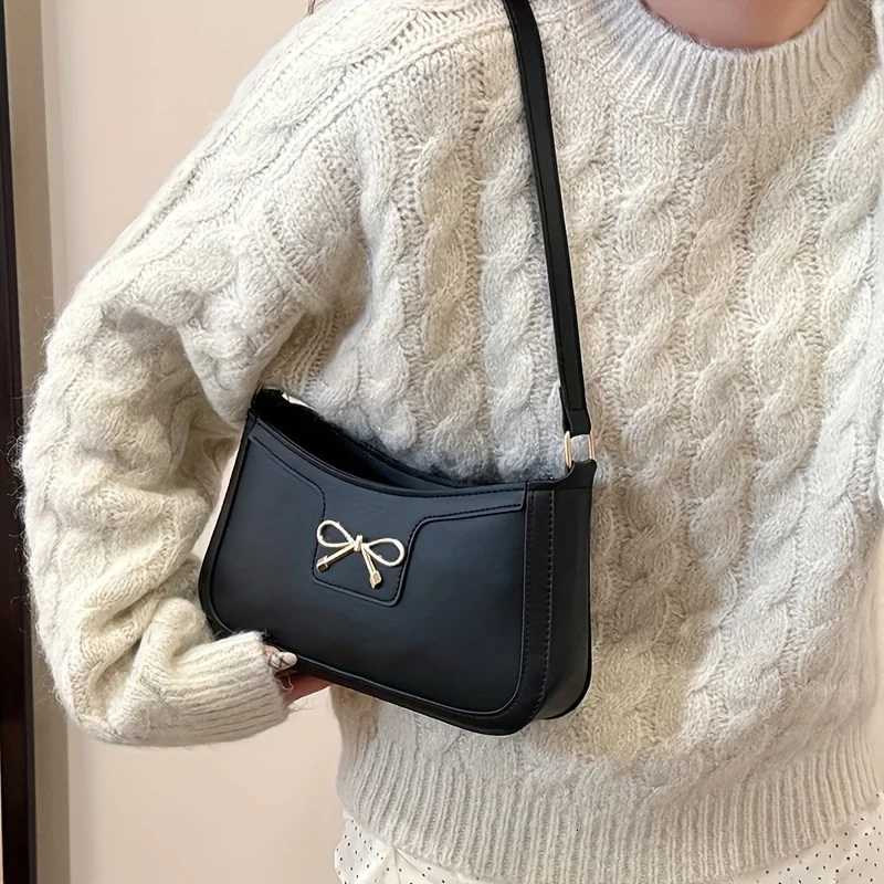 Solid Color Bowknot Shoulder Bag Elegant Small Square Bag Suitable for Women Handbags Zipper ClosureFashion Underarm BagT251215