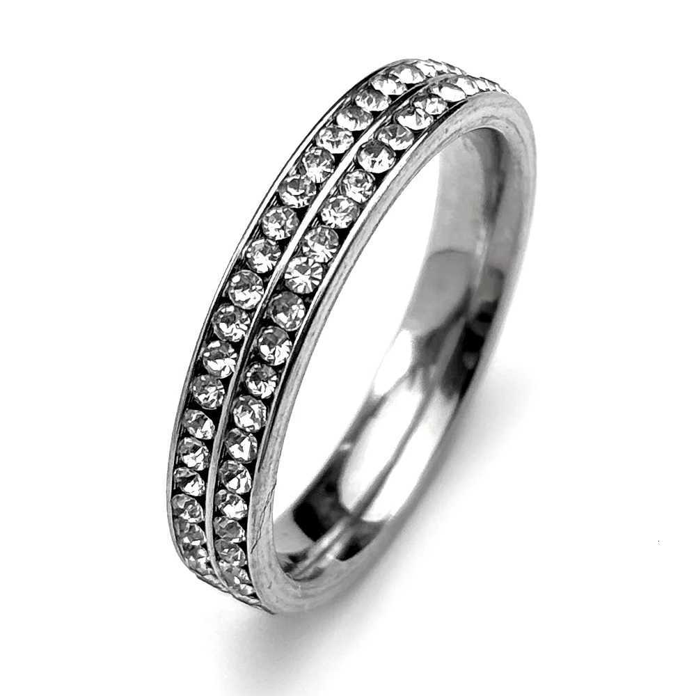 Hiphop Iced Bling Arc Circle Ring Silver Color Stainless Steel Cubic Zirconia Wedding Party Rings For Women Men Jewelry Gift M251215