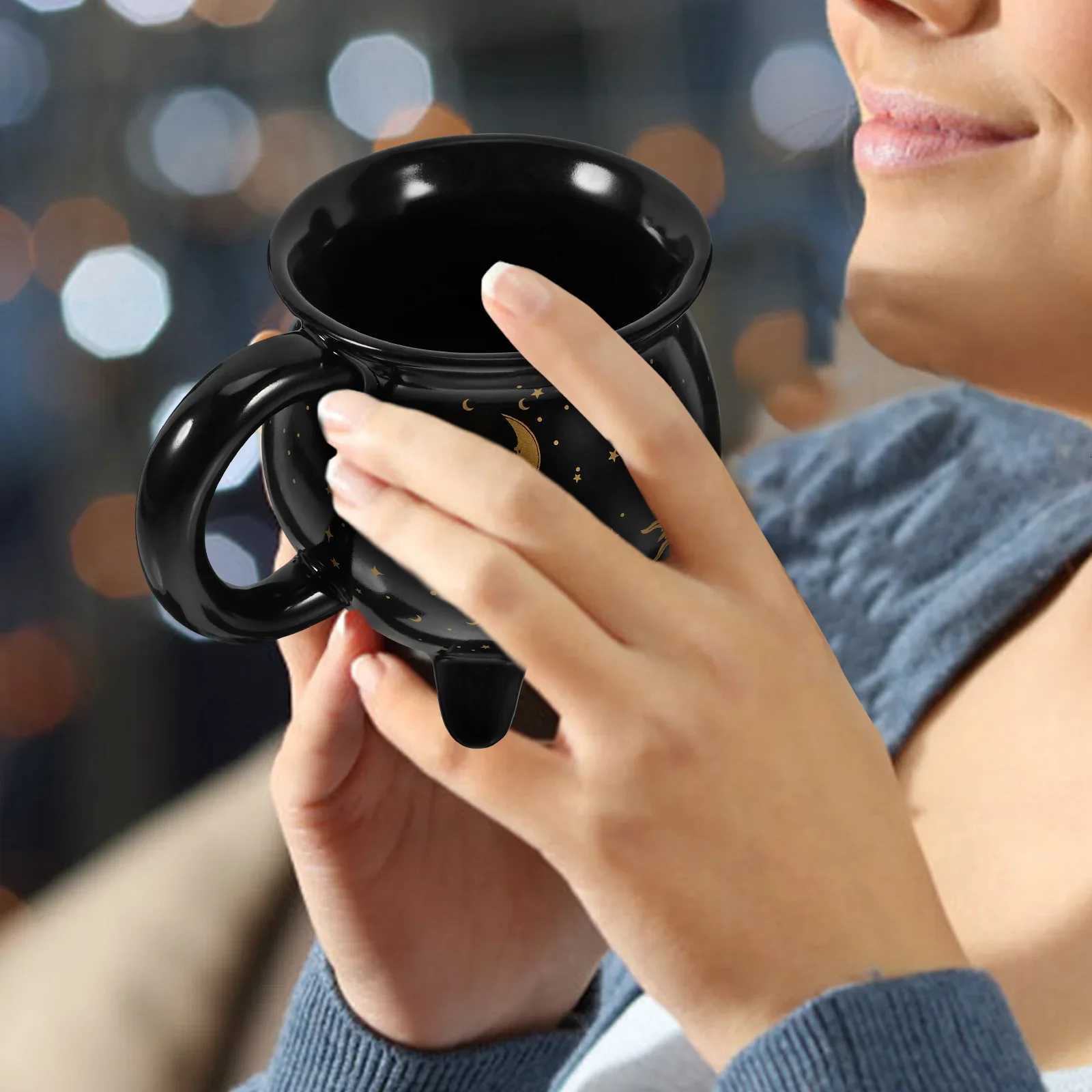 Cadron Coffee g 350ml Black Ceramic Witch gsAble Sorceresss Potion Themed CupsIdeal for Christmas Thanksgiving Part H251215