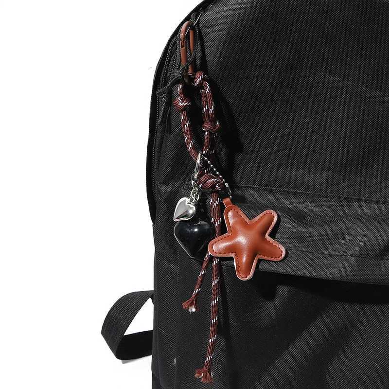 Handmade Leather Starfish Heart Pendants Keychains Cute Star Bag Charm Accessories Keyring for Women Hanging M251215