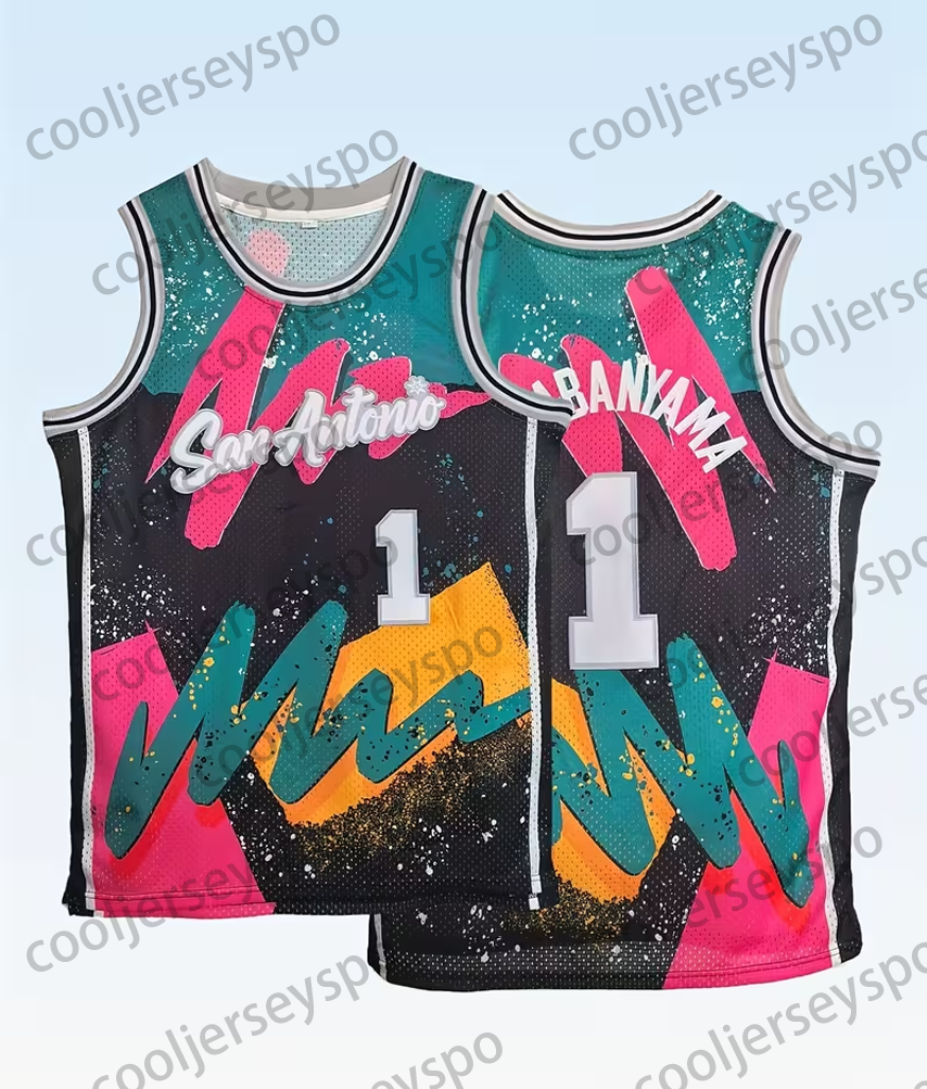 1 Victor Wembanyama Basketball Jersey 91 Dennis Rodman 21 Duncan Color-Block Sleeveless Sports Suit Wrinkle-Resistant Mesh Gym Training Top for Outdoor