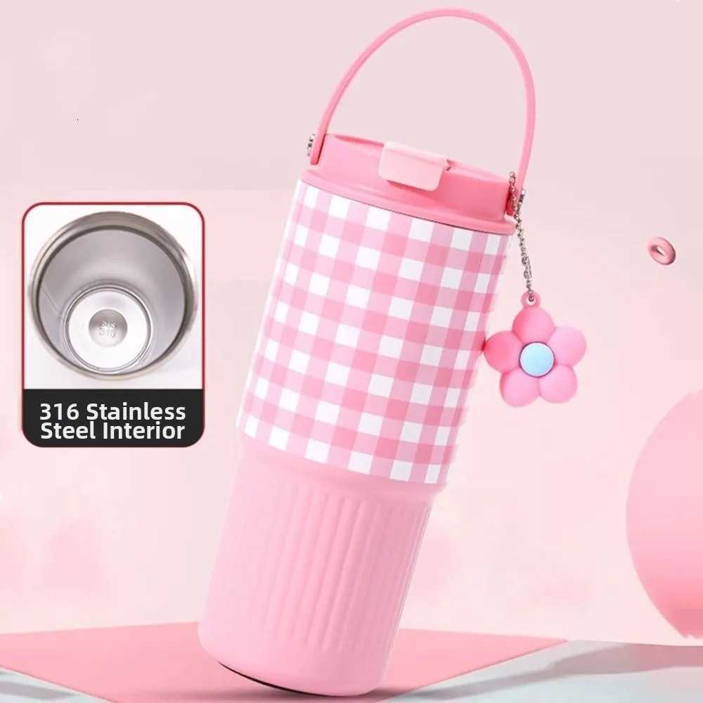 Creative Thermal Water Bottle Portable 750ML Outdoor Insulated Mug Straw Design Leak-proof Coffee Tumbler with Handle H251215